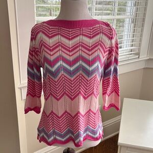 Burgess Pink and Periwinkle Blue Chevron Sweater